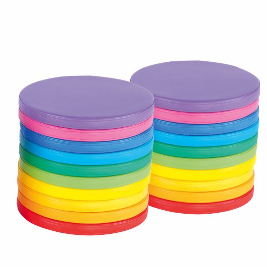 Sitzkissen Kunstleder Regenbogen rund, 20er Set